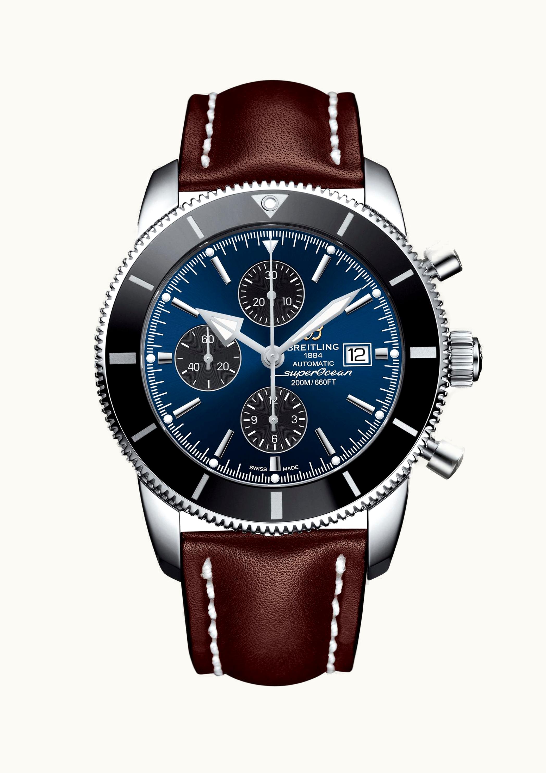 Breitling Superocean Heritage II 46 Chronograph Stainless Steel / Black / Blue / Calf / Pin