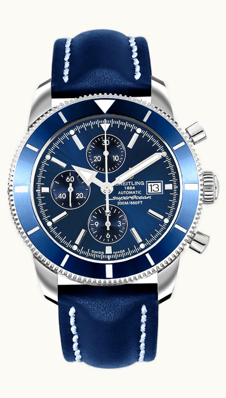 Breitling Superocean Heritage 46 Chronograph Stainless Steel / Blue / Blue / Calf