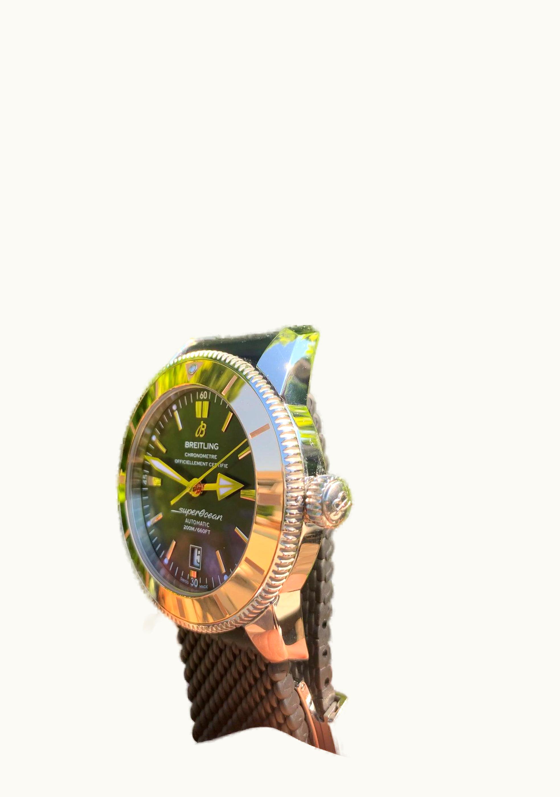 Breitling Superocean Heritage 46 Chronograph Stainless Steel / Red Gold / Black / Milanese