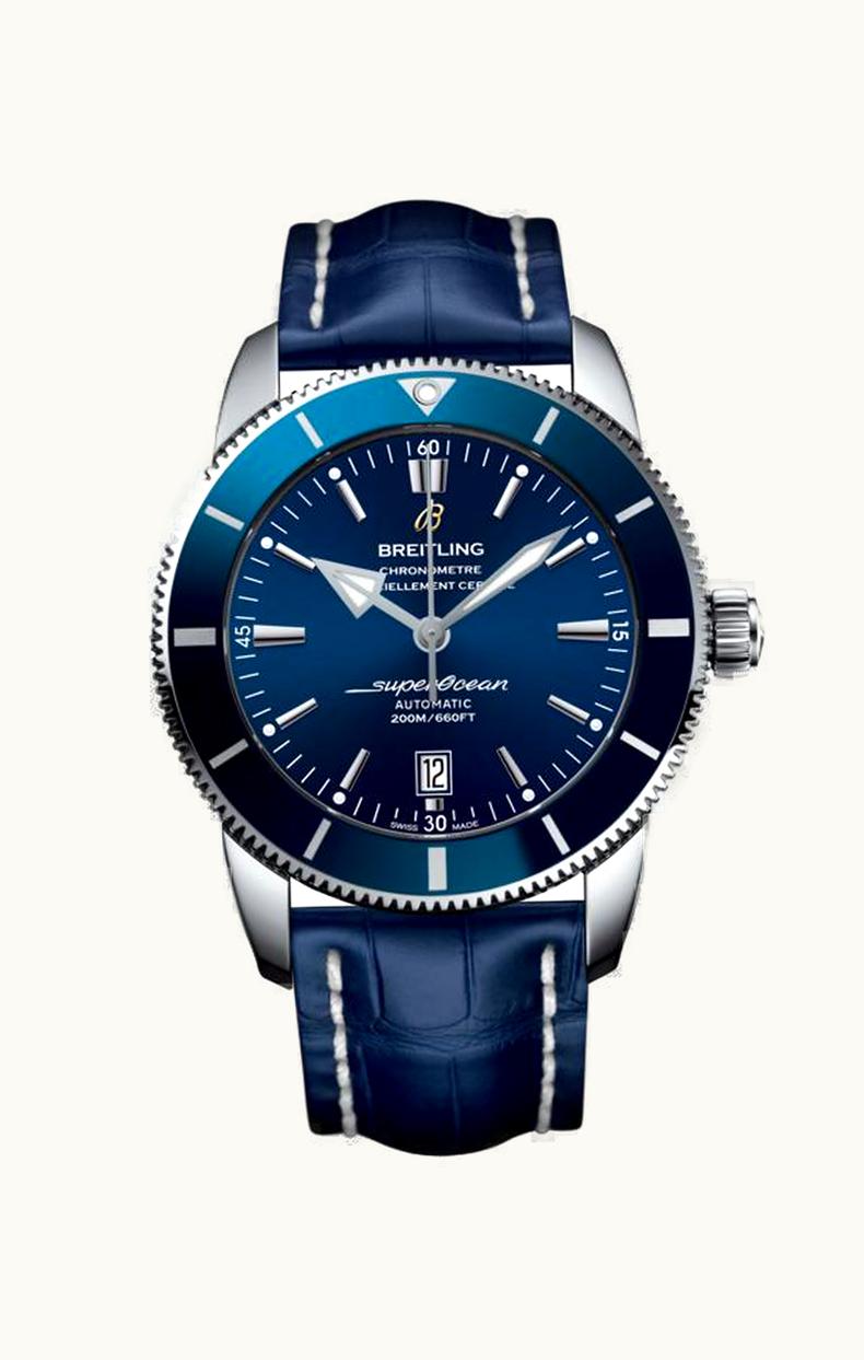 Breitling Superocean Heritage II 46 Stainless Steel / Blue / Blue / Croco / Pin
