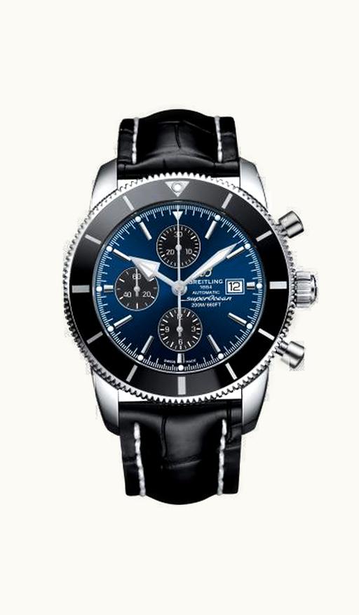 Breitling Superocean Heritage II 46 Chronograph Stainless Steel / Black / Black /  Croco / Pin