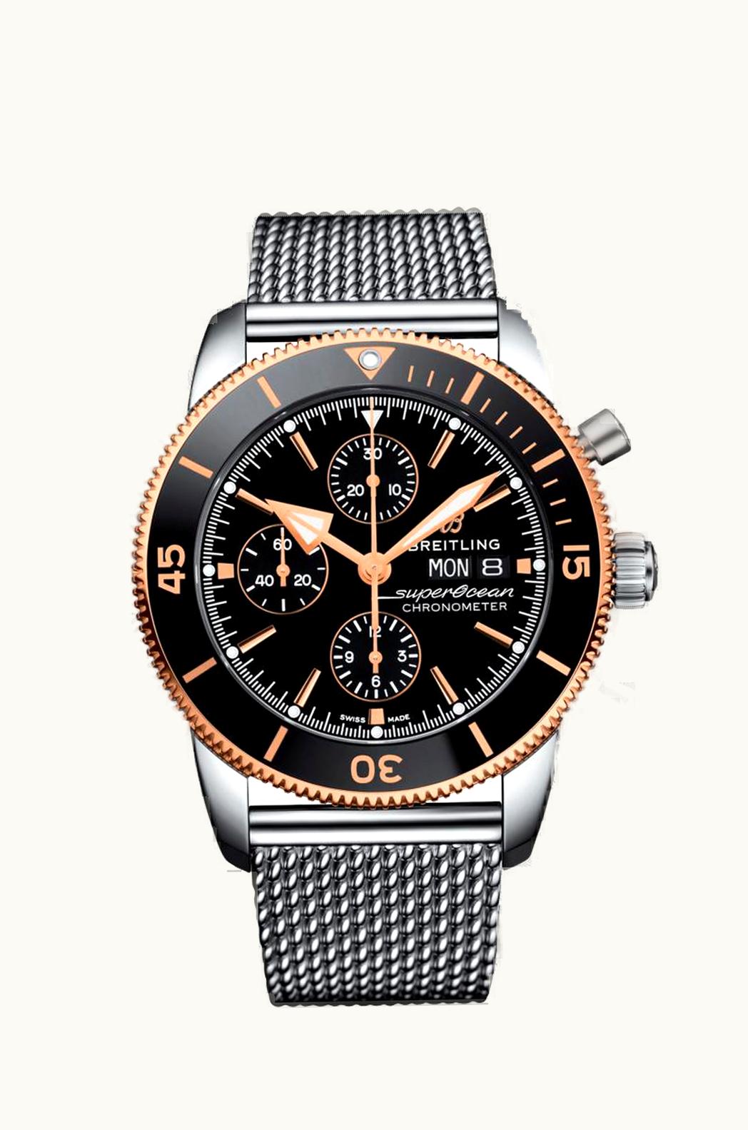 Breitling Superocean Heritage II Chronograph 44 Stainless Steel / Rose Gold / Black / Milanese