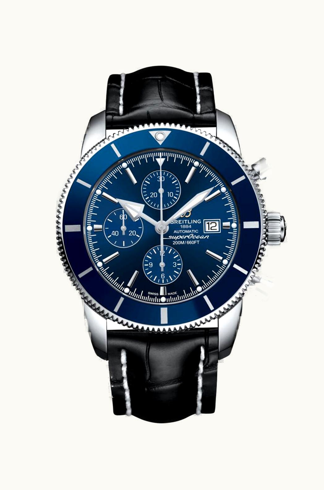 Breitling Superocean Heritage II 46 Chronograph Stainless Steel / Blue / Blue / Croco / Folding