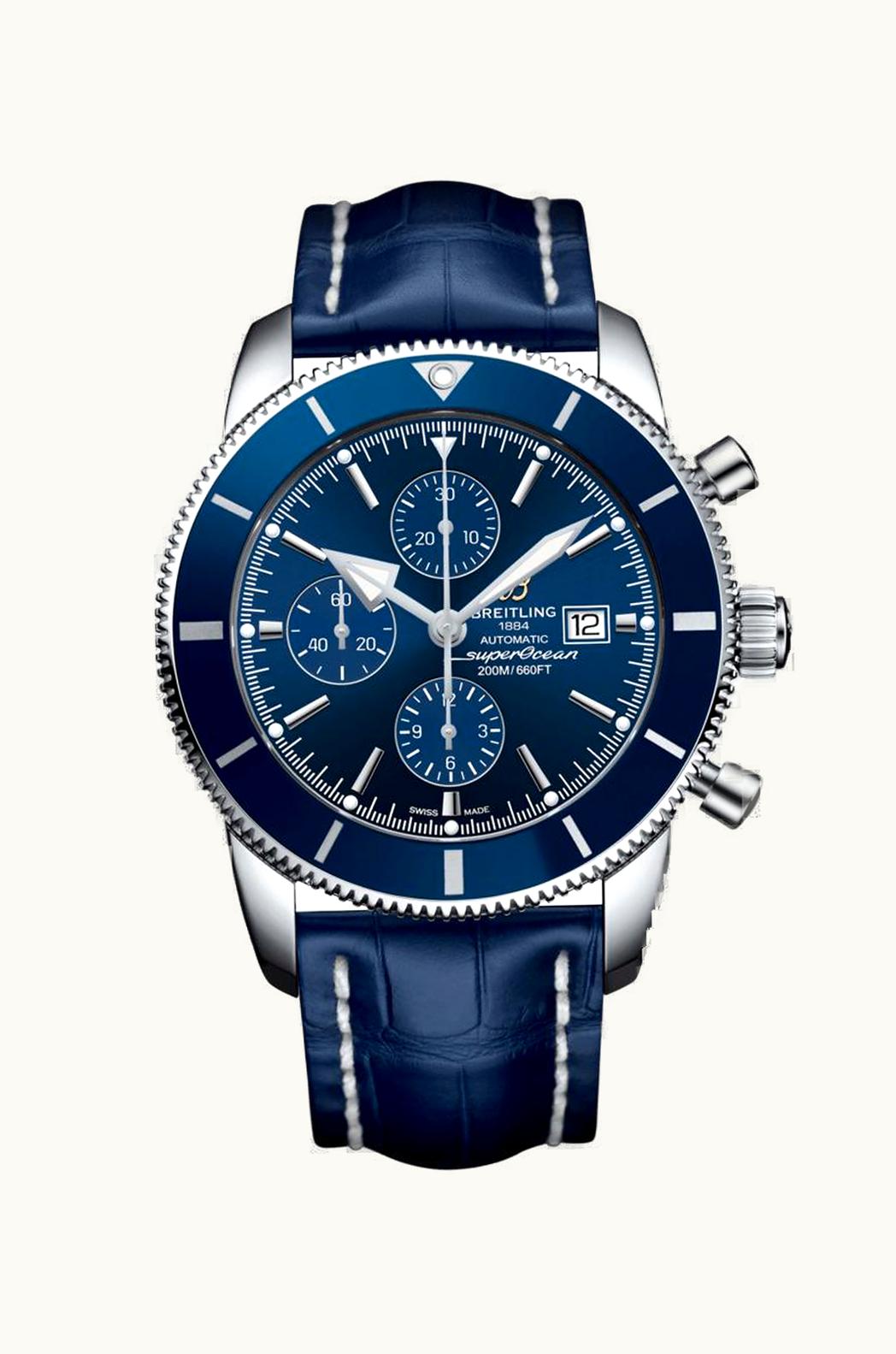 Breitling Superocean Heritage II 46 Chronograph Stainless Steel / Blue / Blue /  Croco / Pin