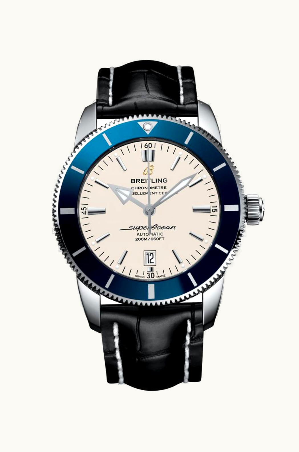 Breitling Superocean Heritage II 46 Stainless Steel / Blue / Silver / Croco / Pin