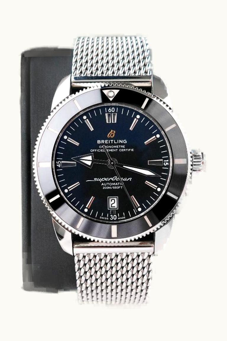 Breitling Superocean Heritage II 46 Stainless Steel / Blue / Silver / Croco / Folding