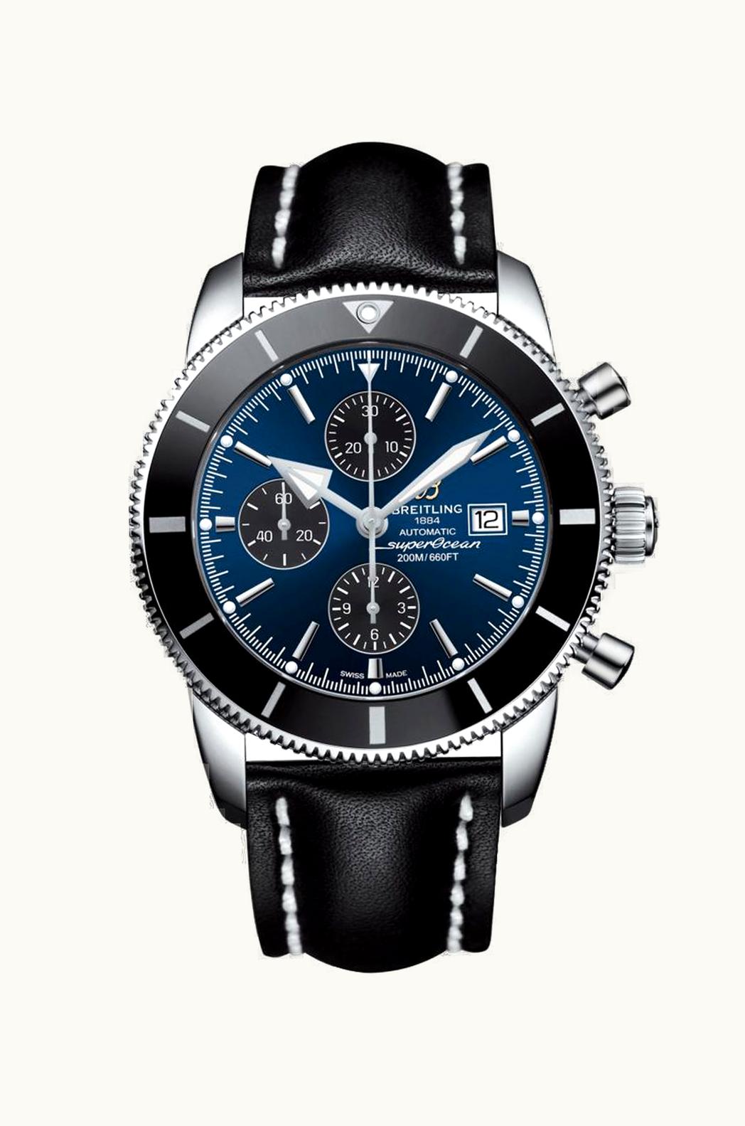 Breitling Superocean Heritage II 46 Chronograph Stainless Steel / Black / Blue / Calf / Folding
