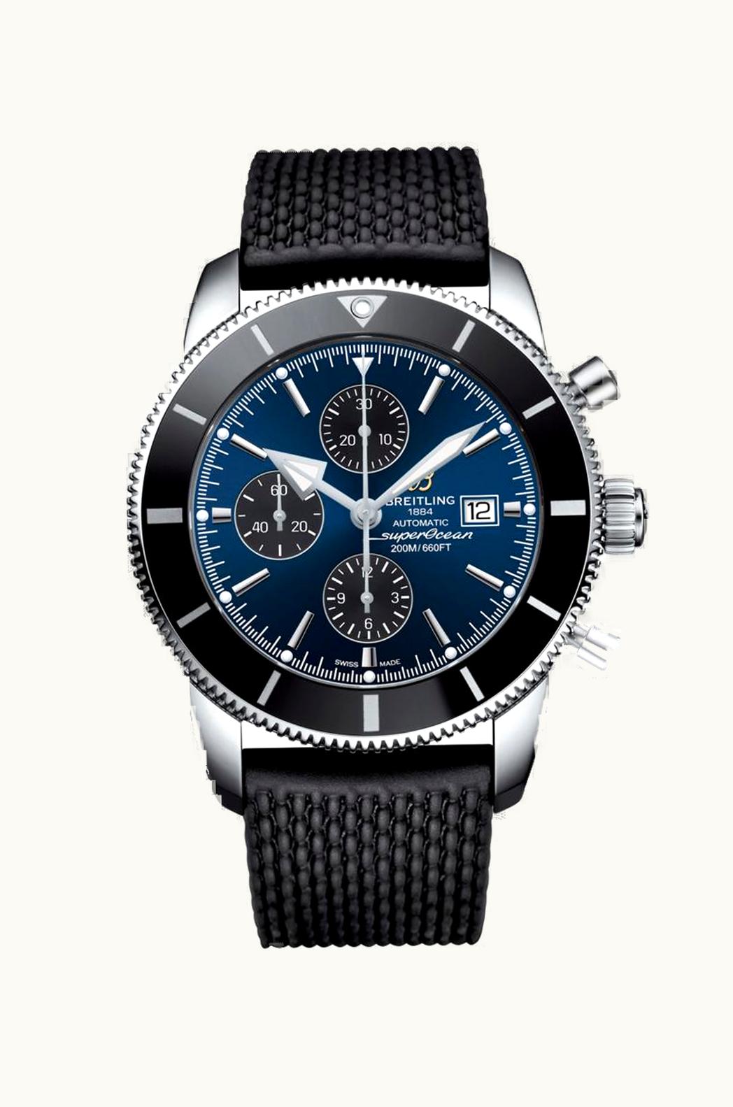 Breitling Superocean Heritage II 46 Chronograph Stainless Steel / Black / Blue / Calf / Folding