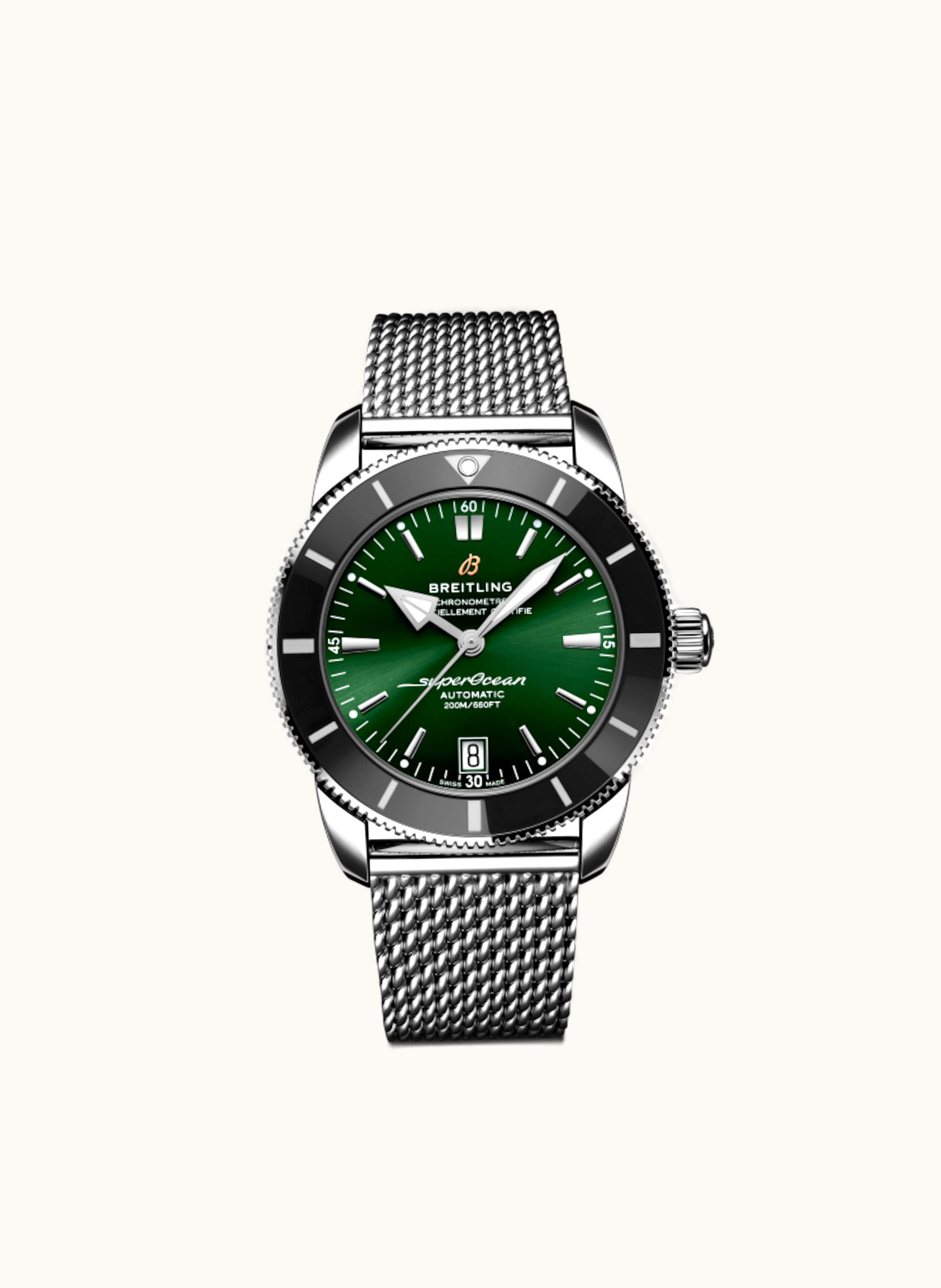Breitling Superocean Heritage II B01 Chronograph 44 Stainless Steel / Green / Mesh