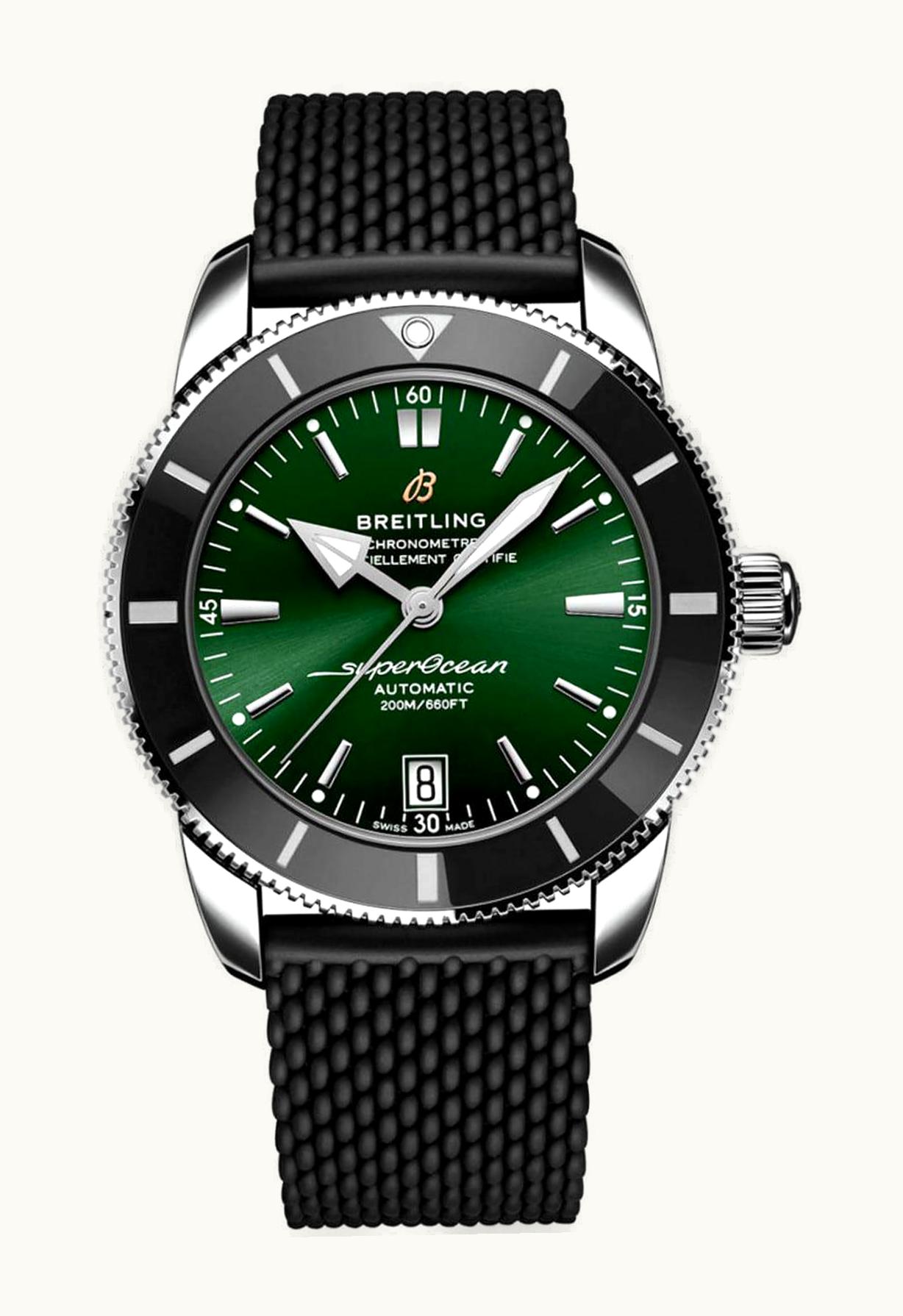 Breitling Superocean Heritage II 42 Stainless Steel / Green / Rubber / Folding