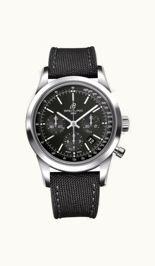 Breitling Transocean Chronograph Stainless Steel / Black / Military / Pin