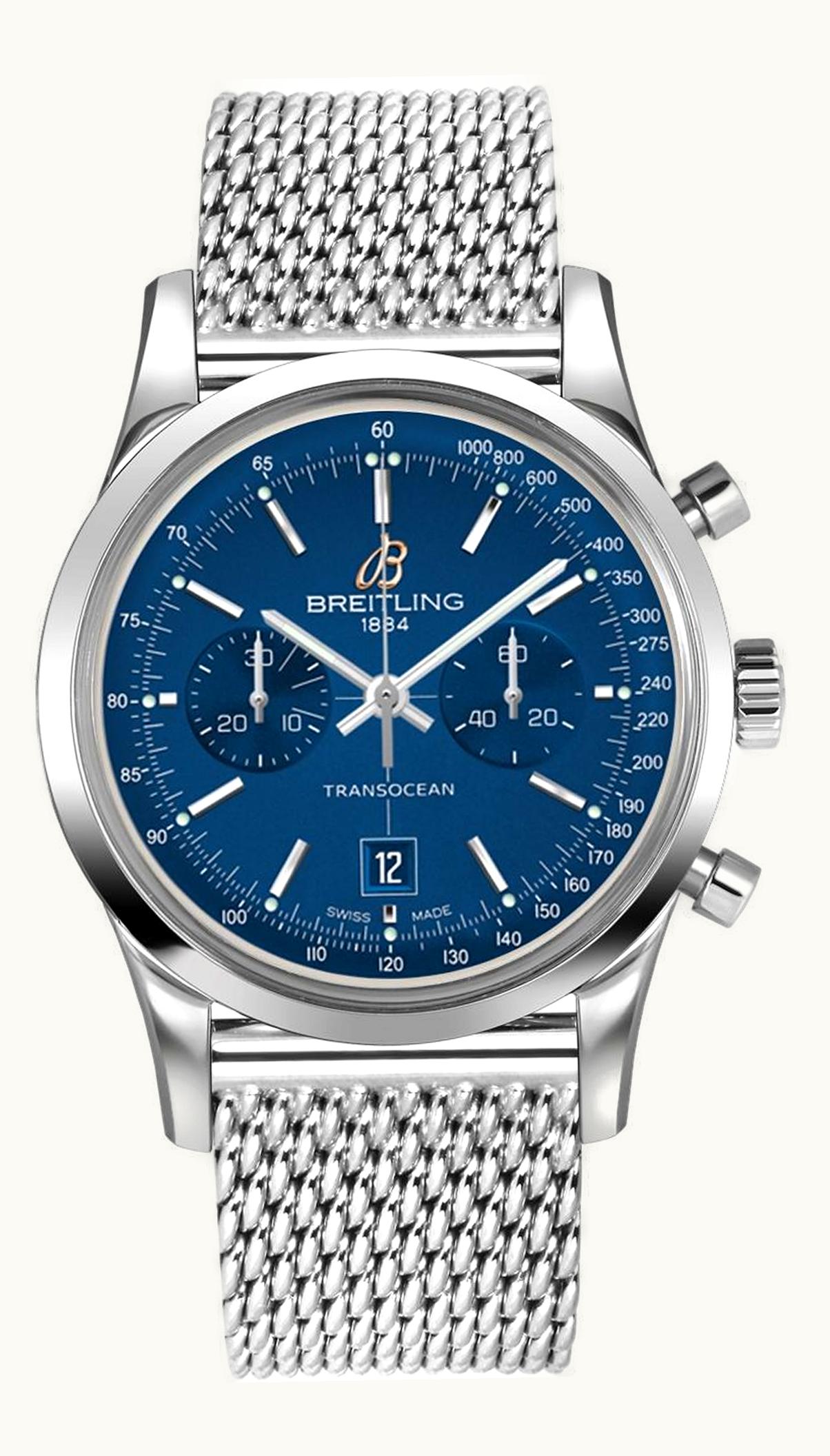 Breitling Transocean Chronograph 38 Blue / Milanese