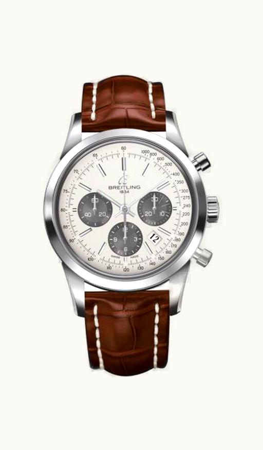 Breitling Transocean Chronograph Stainless Steel / Panda / Croco / Folding