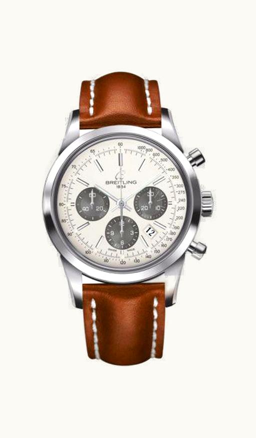 Breitling Transocean Chronograph Stainless Steel / Panda / Calf / Pin