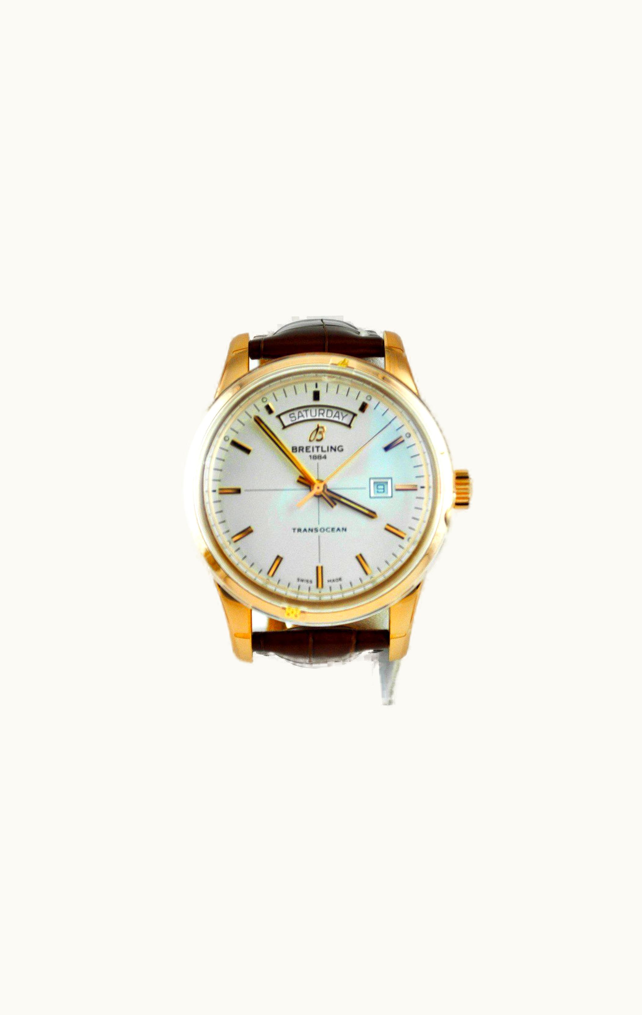Breitling Transocean Chronograph Red Gold / Silver / Croco
