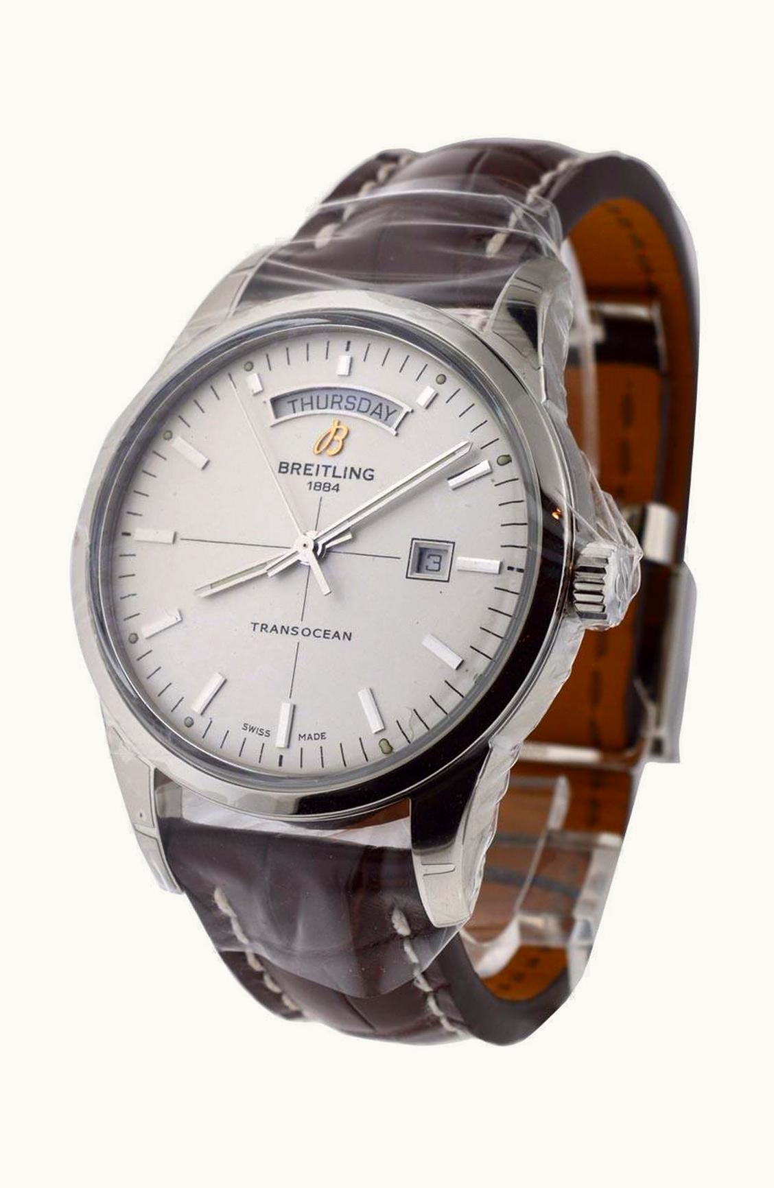 Breitling Transocean Day & Date Stainless Steel / Black / Military