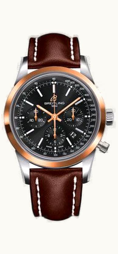 Breitling Transocean Chronograph Stainless Steel Red Gold / Black / Rubber Aero Classic