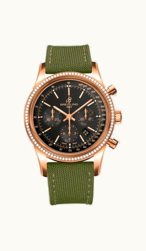 Breitling Transocean Chronograph Red Gold / Diamond / Black / Military