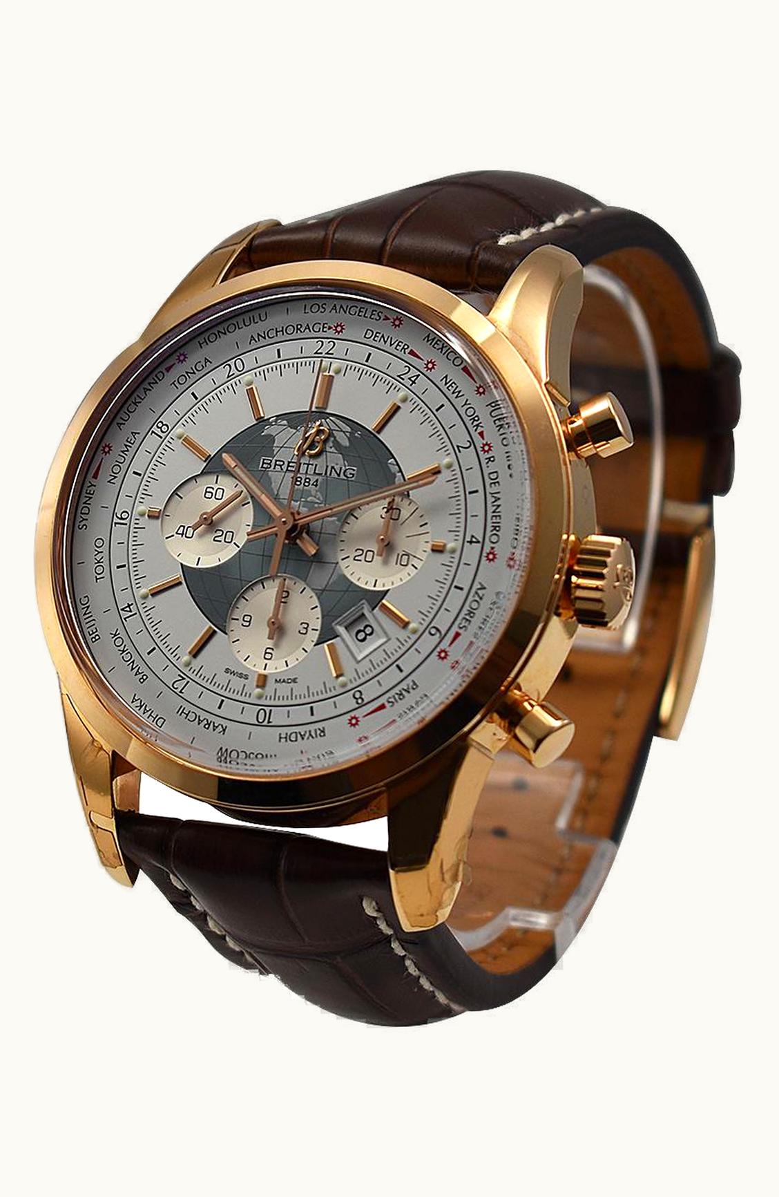 Breitling Transocean Chronograph Unitime Stainless Steel / Black / Milanese