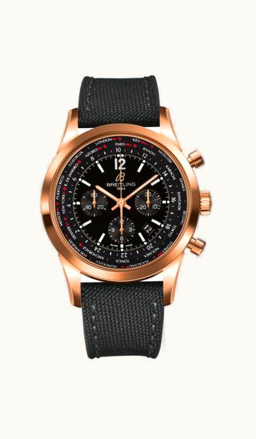 Breitling Transocean Chronograph Unitime Pilot Red Gold / Black / Military