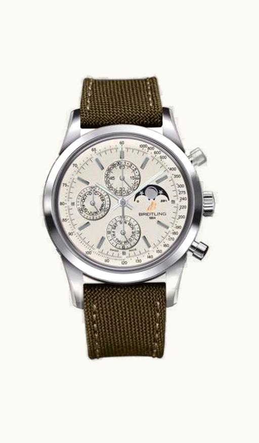 Breitling Transocean Chronograph 1461 Stainless Steel / Silver / Calf / Pin