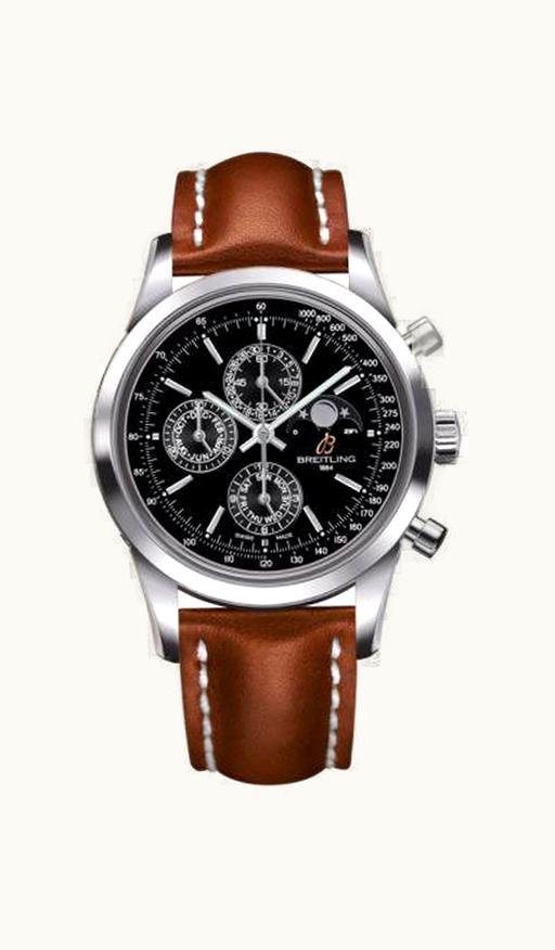 Breitling Transocean Chronograph 1461 Stainless Steel / Black / Calf / Pin