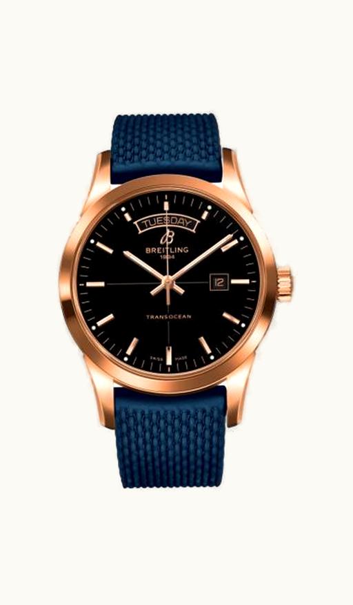 Breitling Transocean Day & Date Red Gold / Black / Croco / Pin