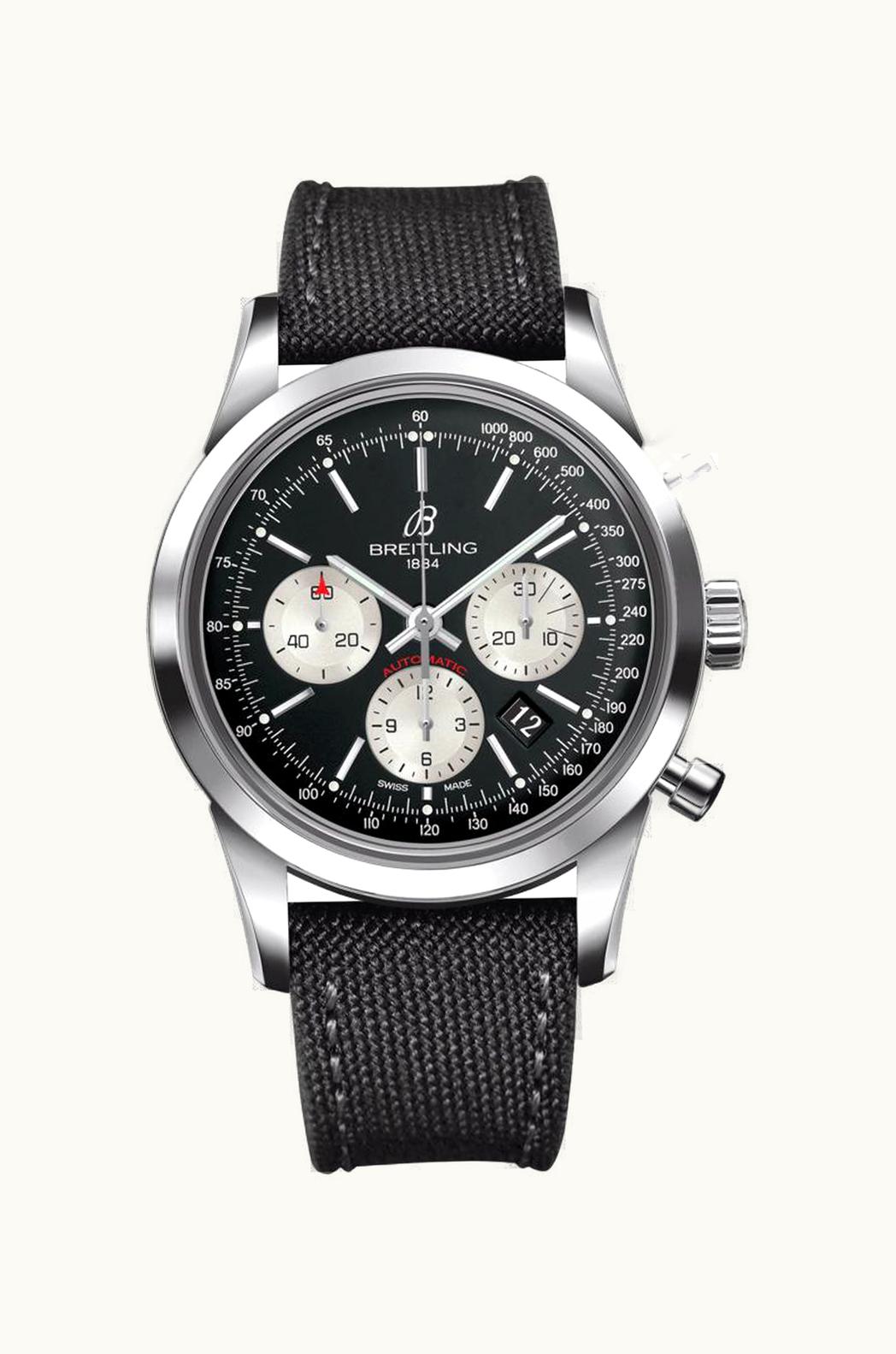 Breitling Transocean Chronograph Stainless Steel / Reverse Panda / Military / Pin
