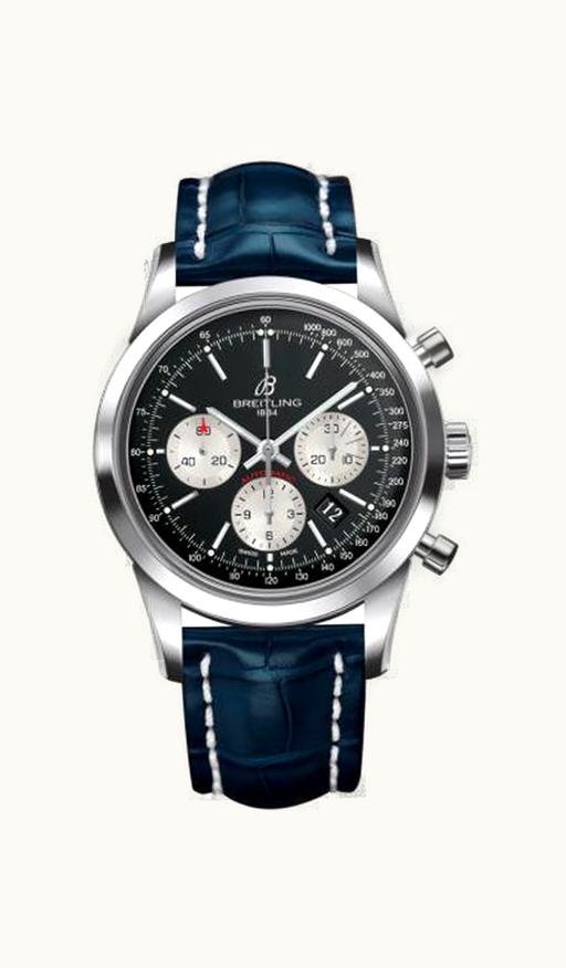 Breitling Transocean Chronograph Stainless Steel / Reverse Panda / Croco / Pin