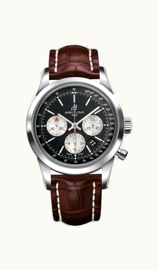Breitling Transocean Chronograph Stainless Steel / Reverse Panda / Croco / Pin