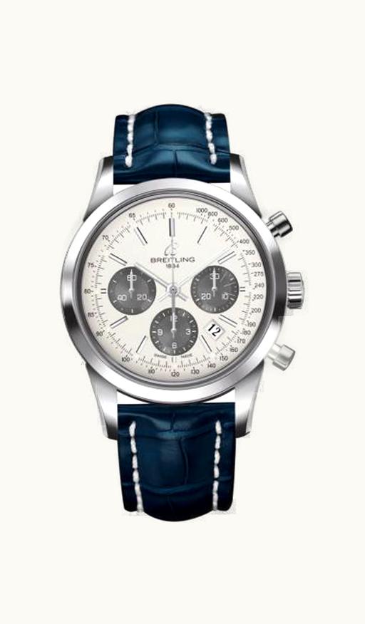Breitling Transocean Chronograph Stainless Steel / Panda / Croco / Pin
