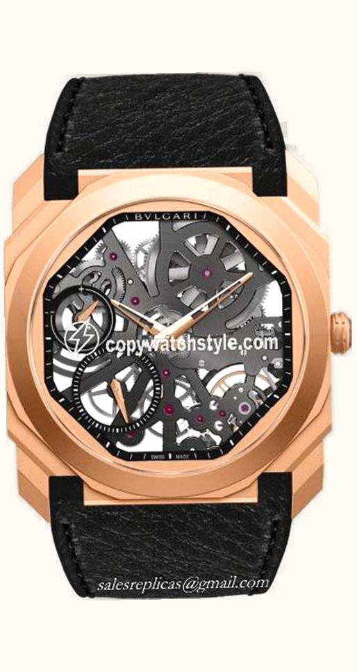 Bulgari Octo Finissimo Skeleton Pink Gold  / Calf