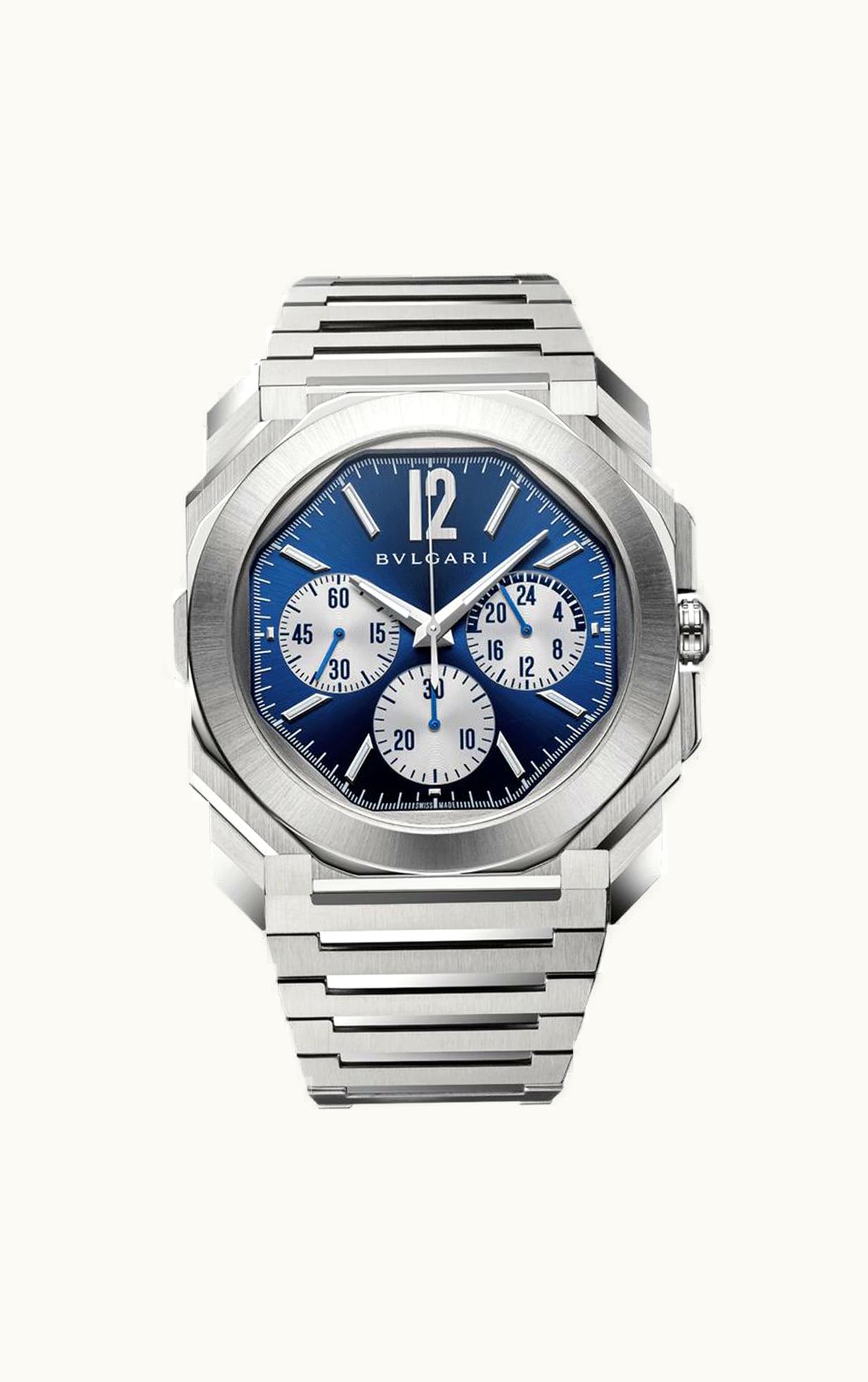 Bulgari Octo Finissimo S Chronograph GMT Stainless Steel / Blue / Bracelet