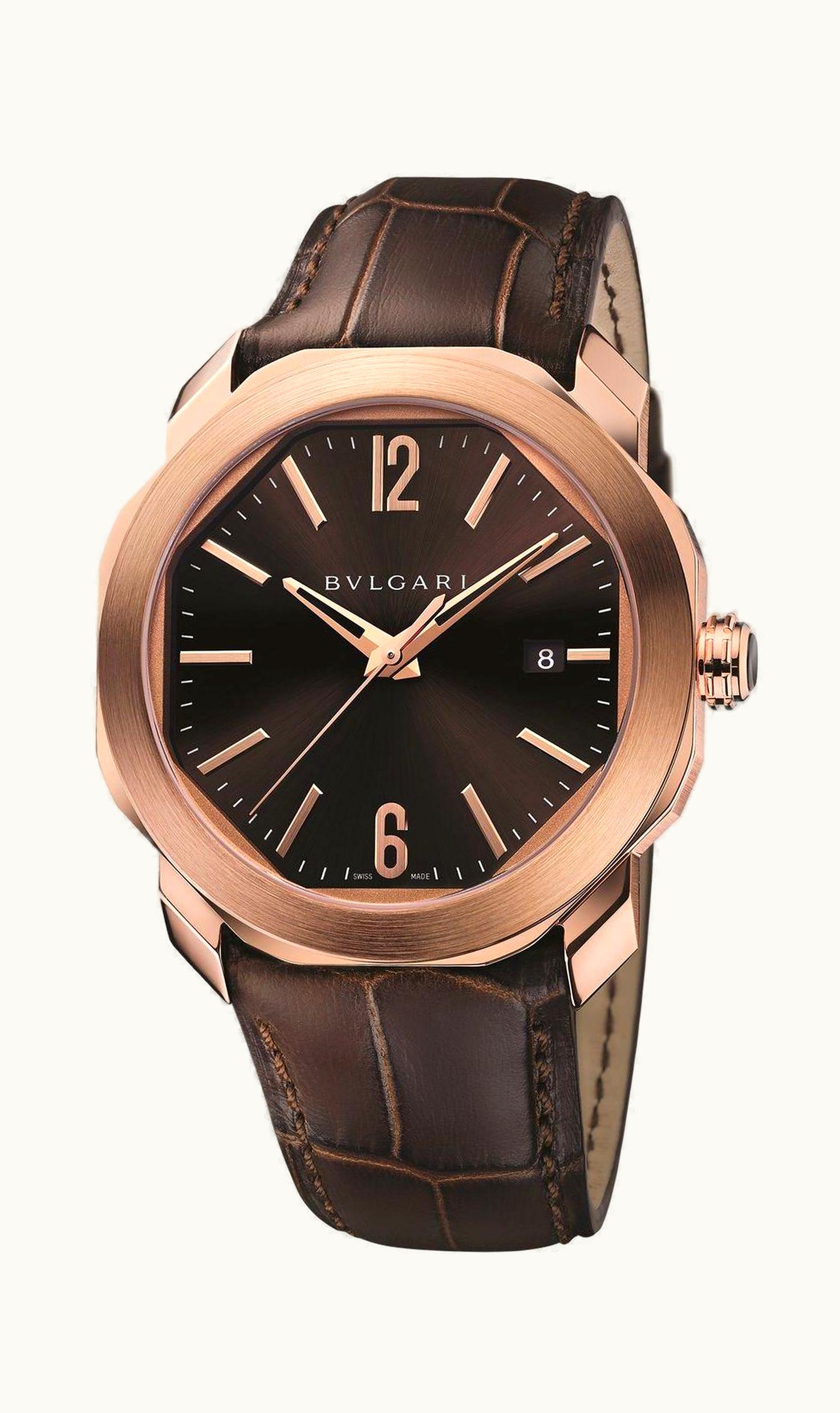 Bulgari Octo Roma 41 Pink Gold / Brown