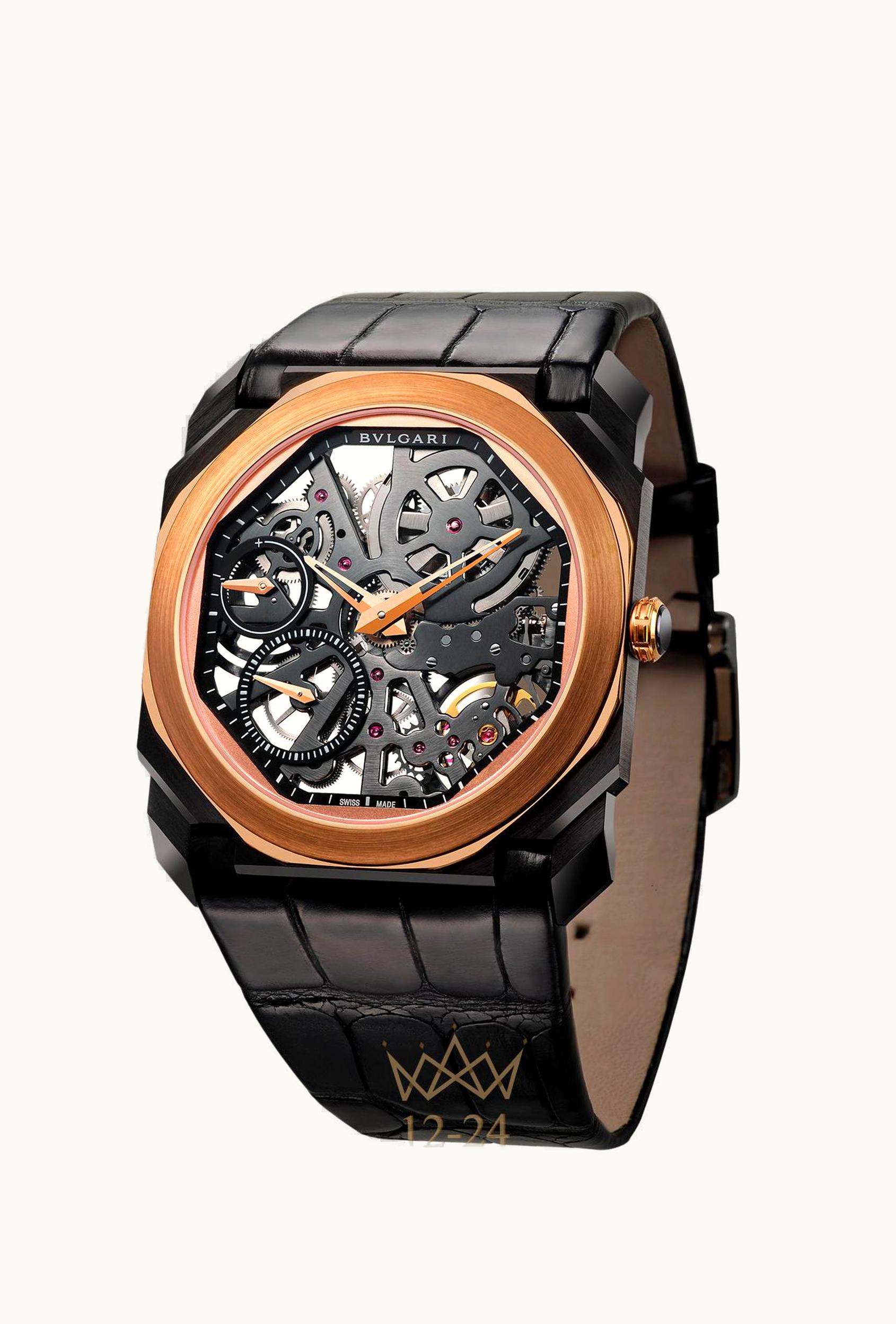 Bulgari Octo Finissimo Skeleton DLC / Rose Gold / Alligator