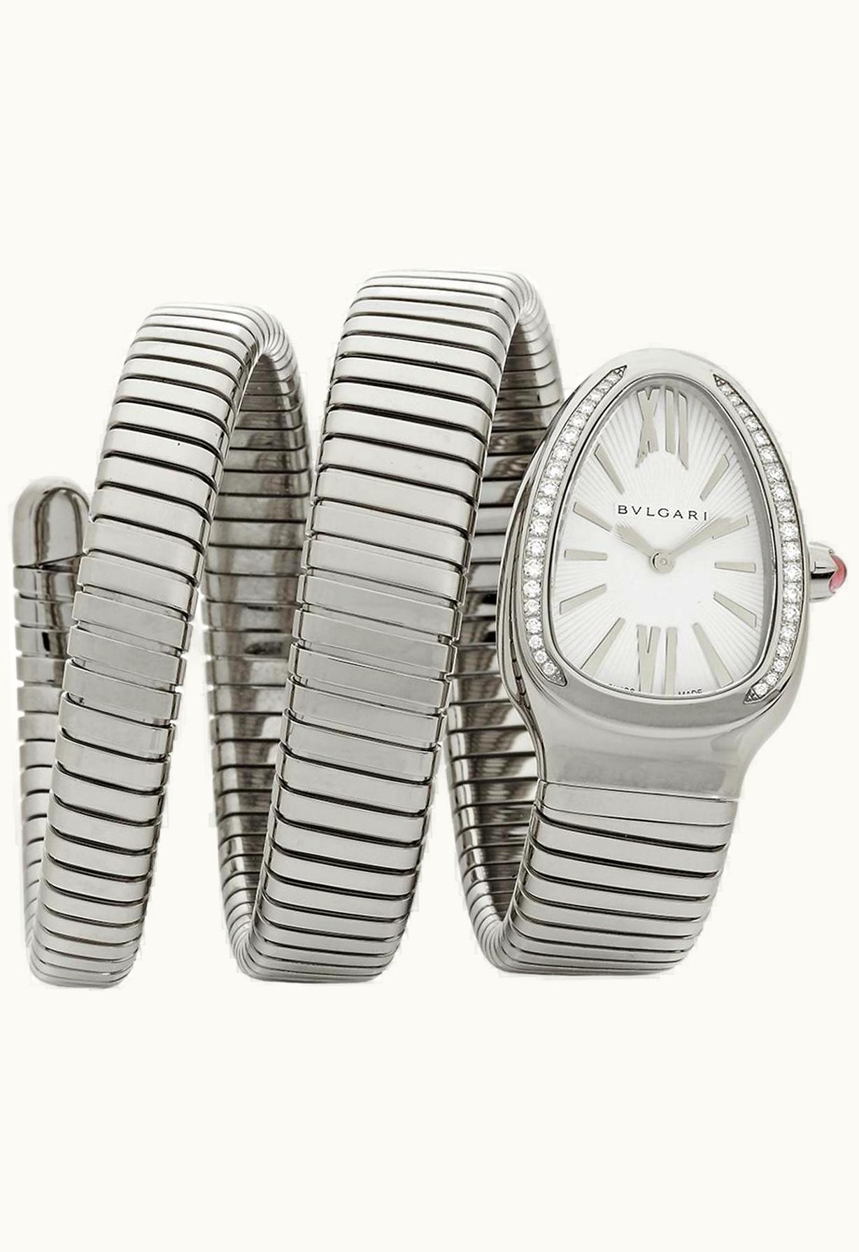 Bulgari Serpenti Tubogas Silver Diamond Double Tour