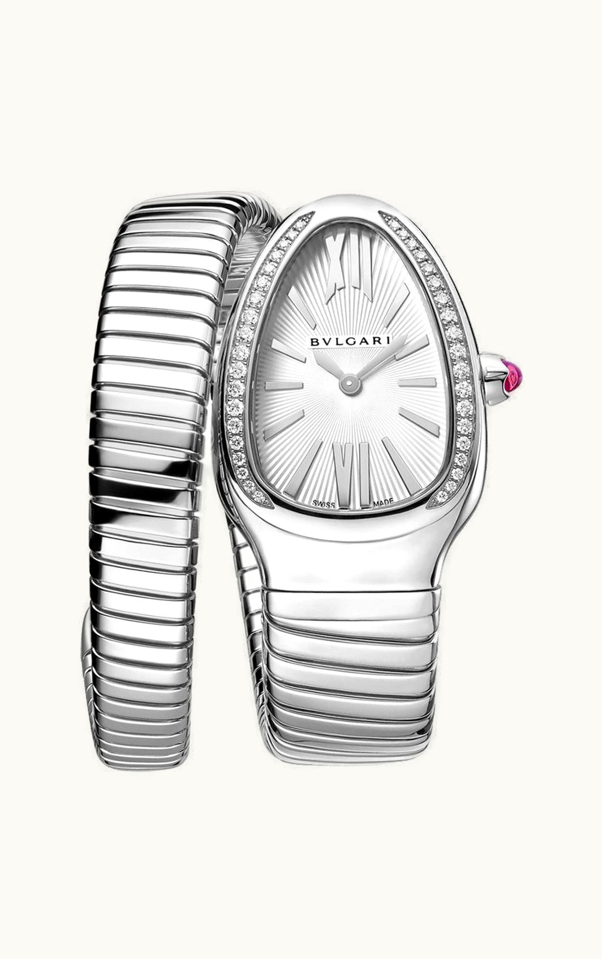 Bulgari Serpenti Tubogas Silver Diamond Large