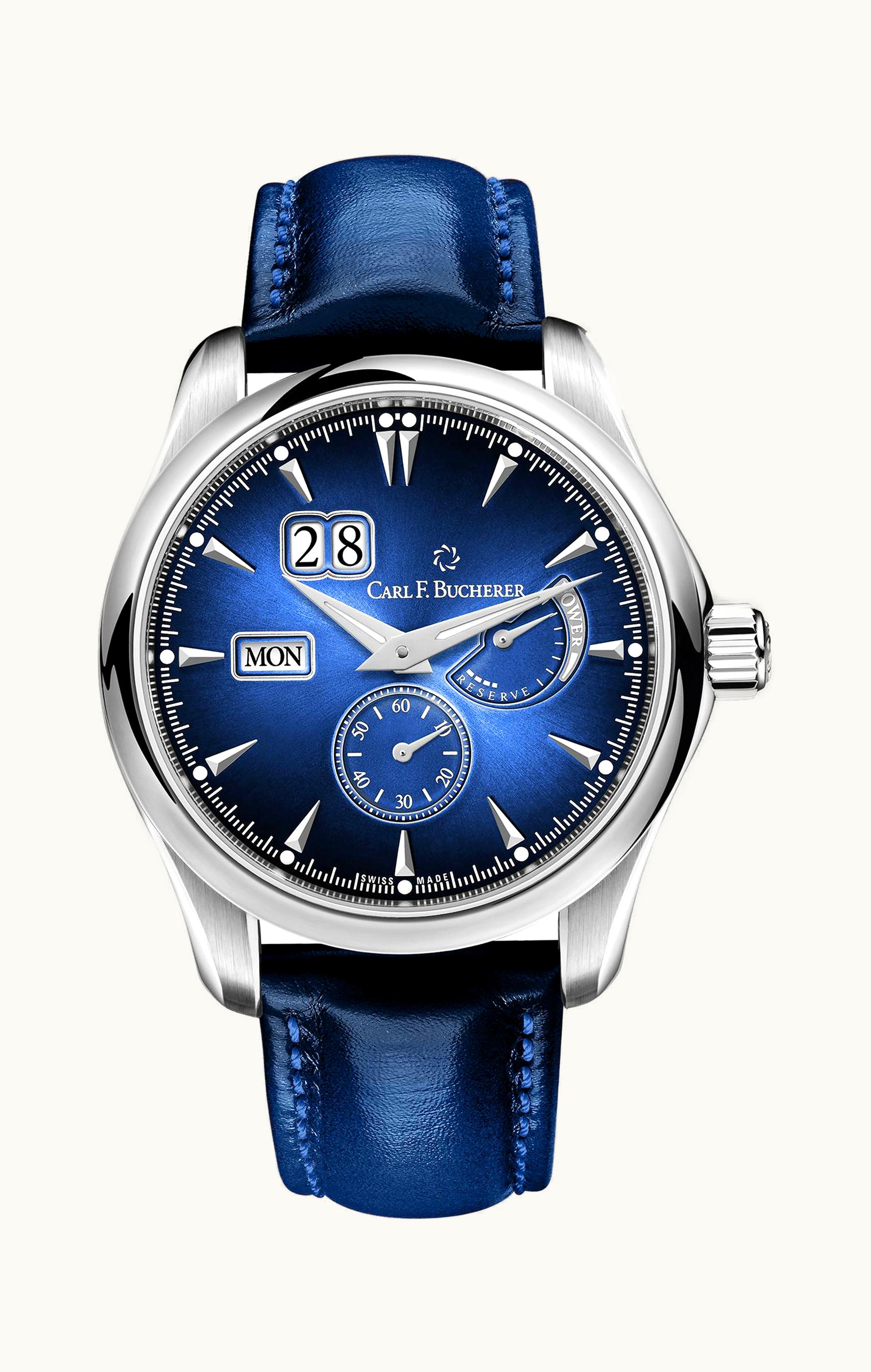 Carl F. Bucherer Manero PowerReserve Stainless Steel / Blue
