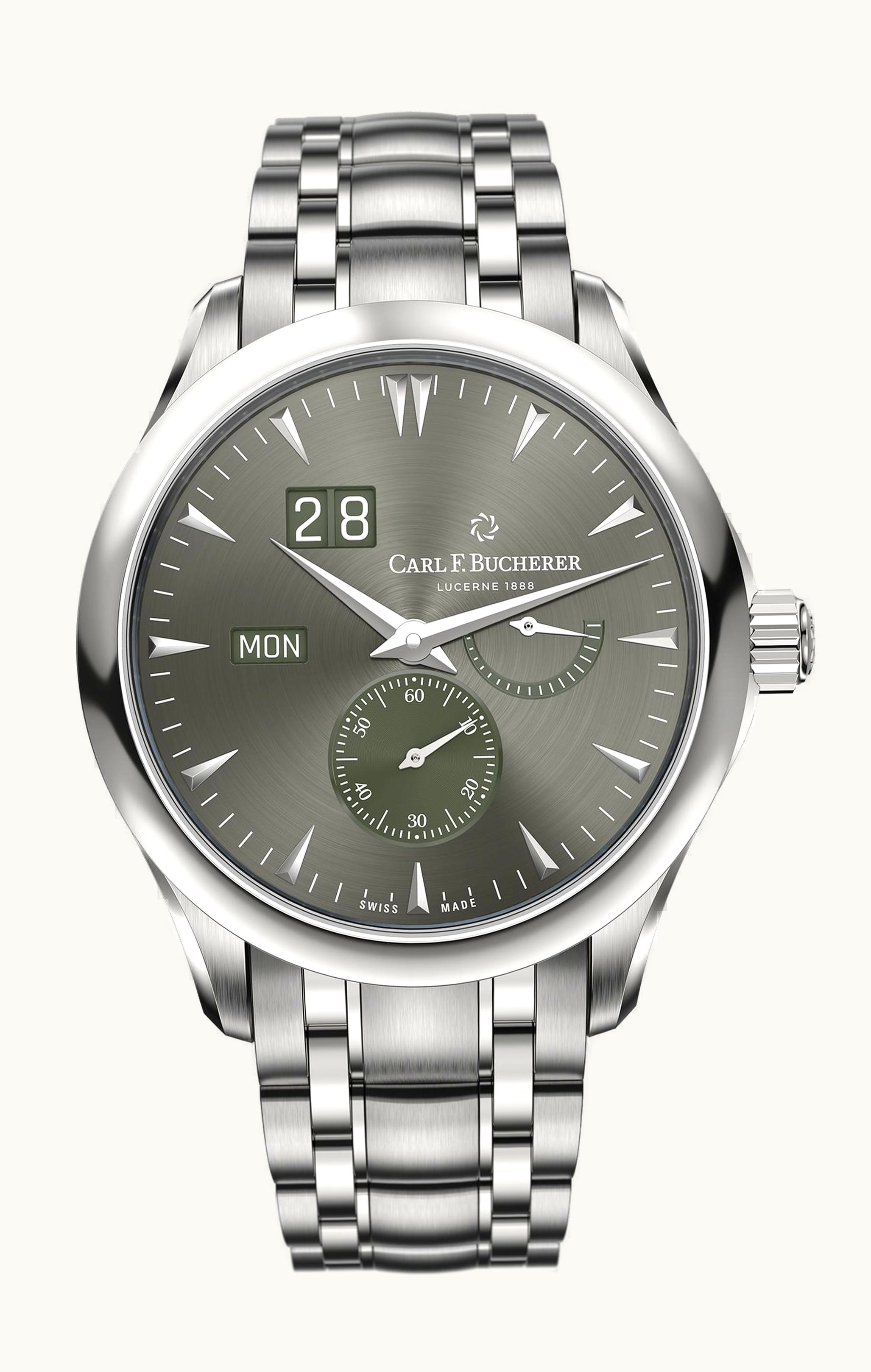 Carl F. Bucherer Manero Peripheral BigDate Stainless Steel / Grey