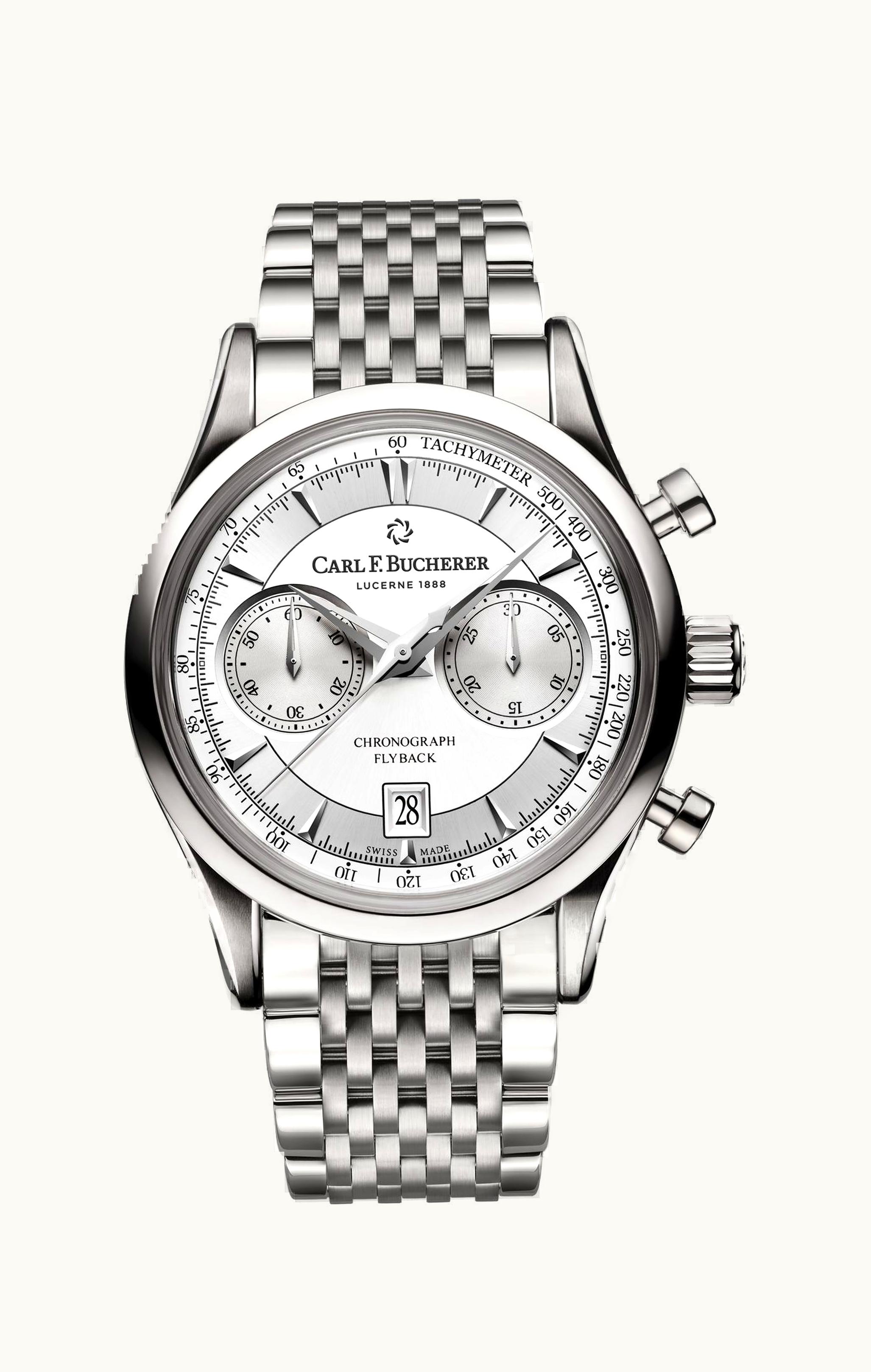 Carl F. Bucherer Manero Flyback Stainless Steel / Silver / Bracelet