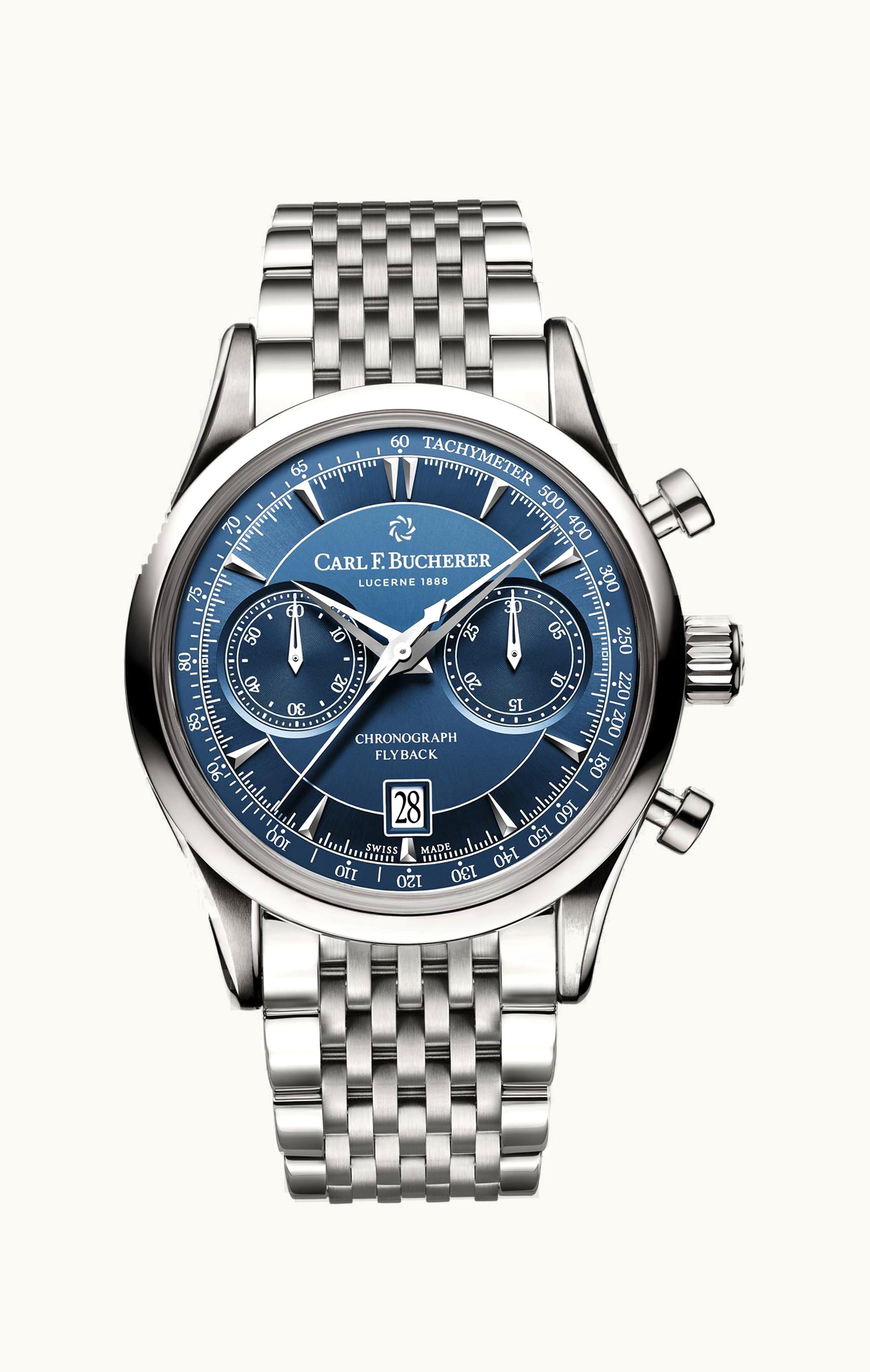 Carl F. Bucherer Manero Flyback Stainless Steel / Blue / Bracelet