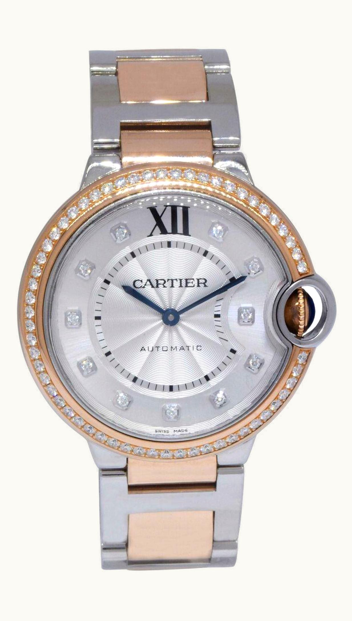 Cartier Ballon Blue de Cartier 36 Automatic Stainless Steel / Pink Gold / Diamonds / Bracelet