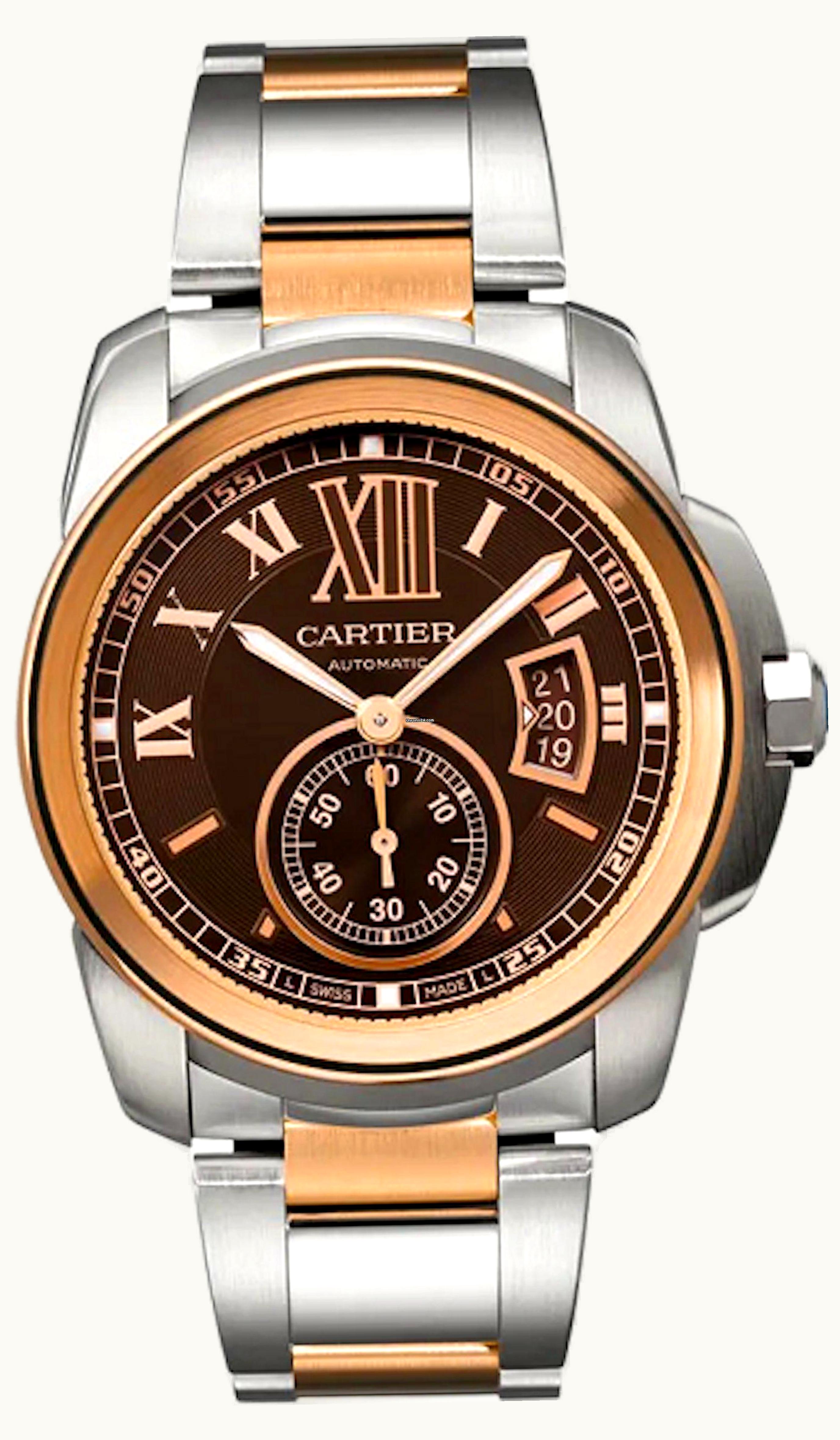 Cartier Calibre de Cartier 42 Stainless Steel / Pink Gold / Chocolate / Bracelet