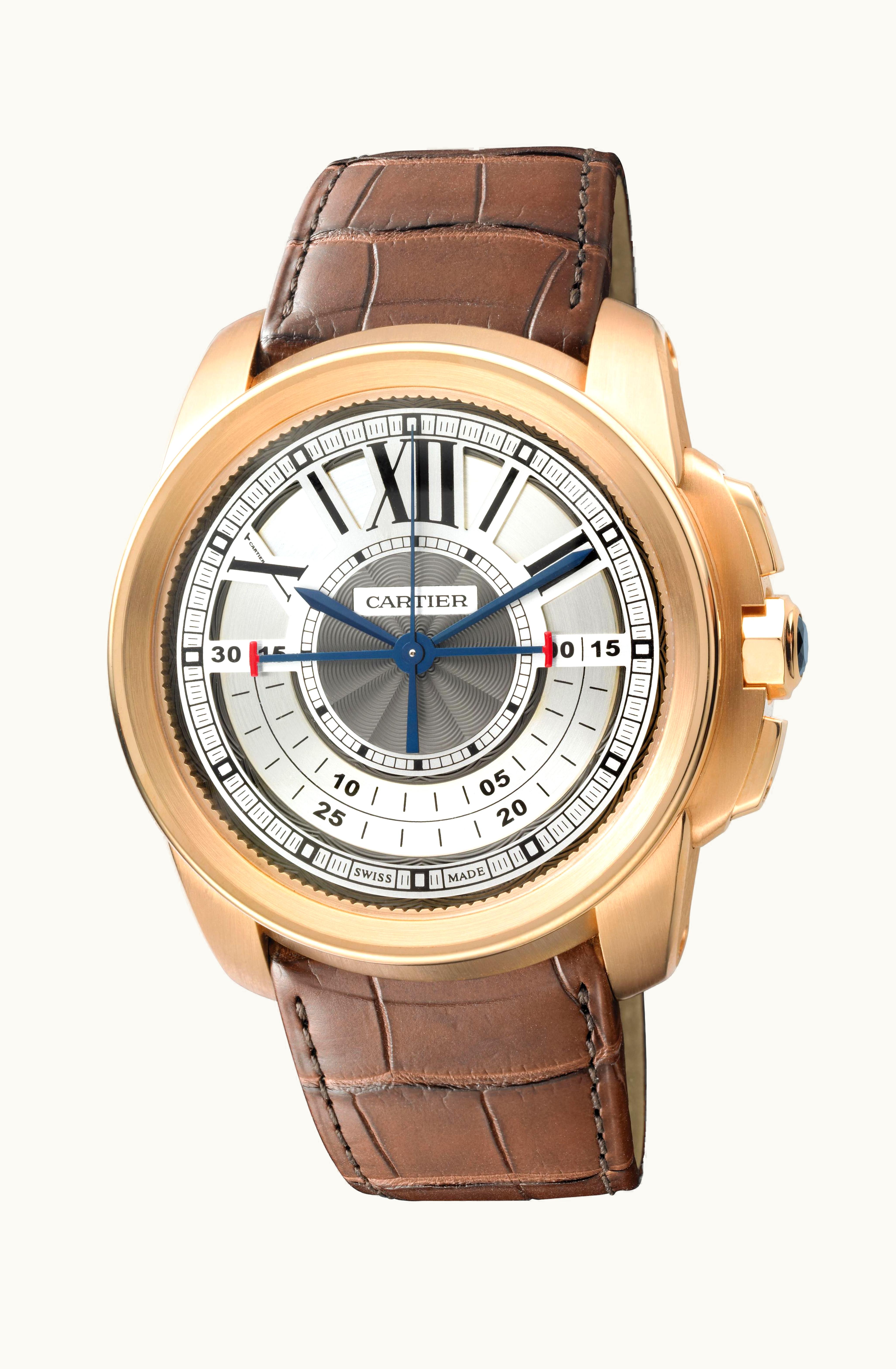 Cartier Calibre de Cartier Central Chronograph Pink Gold / Silver