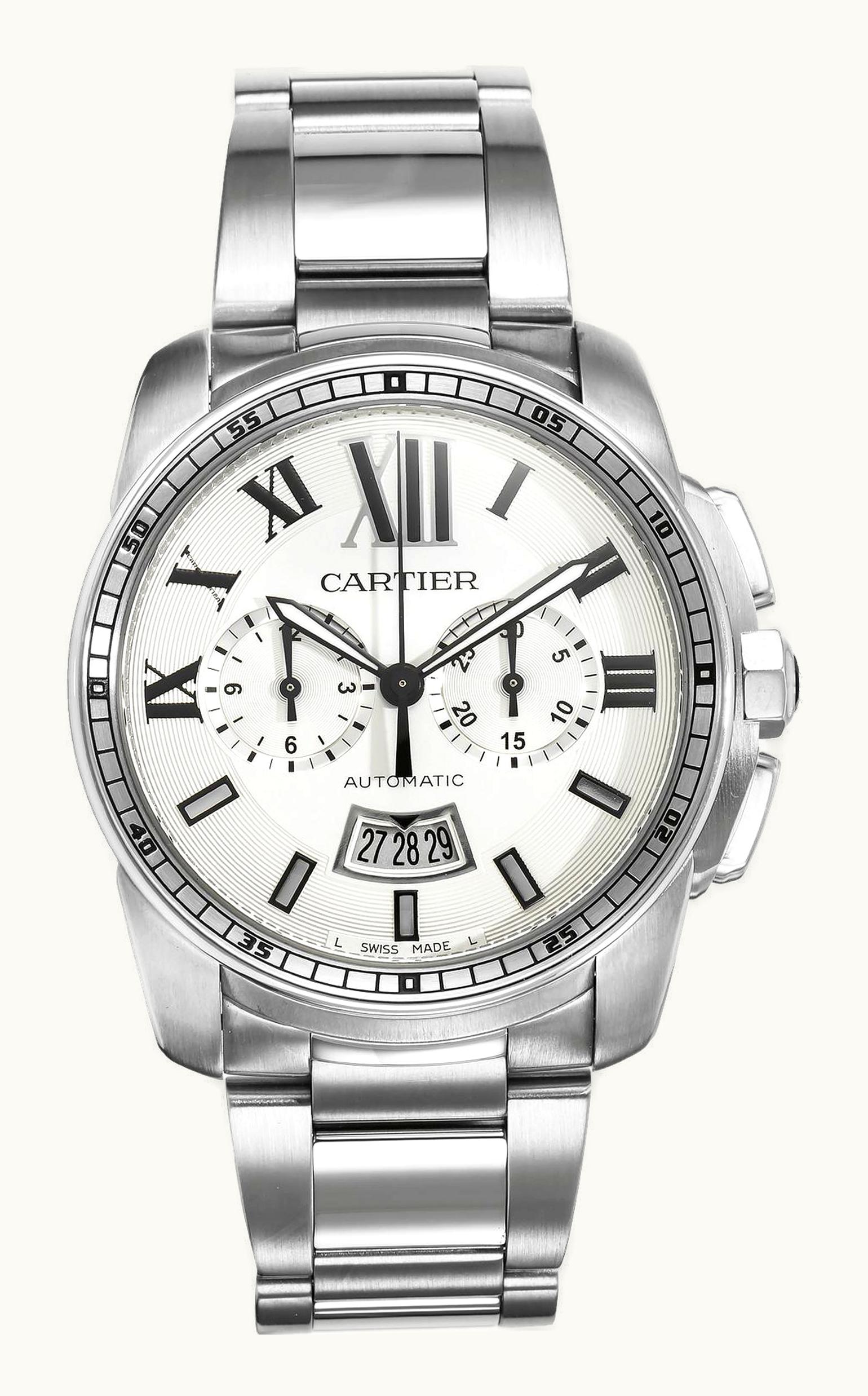 Cartier Calibre de Cartier Chronograph Stainless Steel / Silver / Bracelet