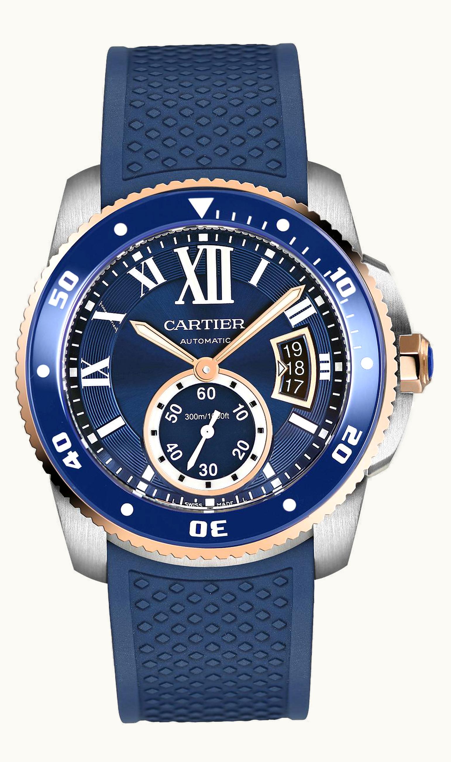 Cartier Calibre de Cartier Diver Stainless Steel / Pink Gold / Blue / Rubber