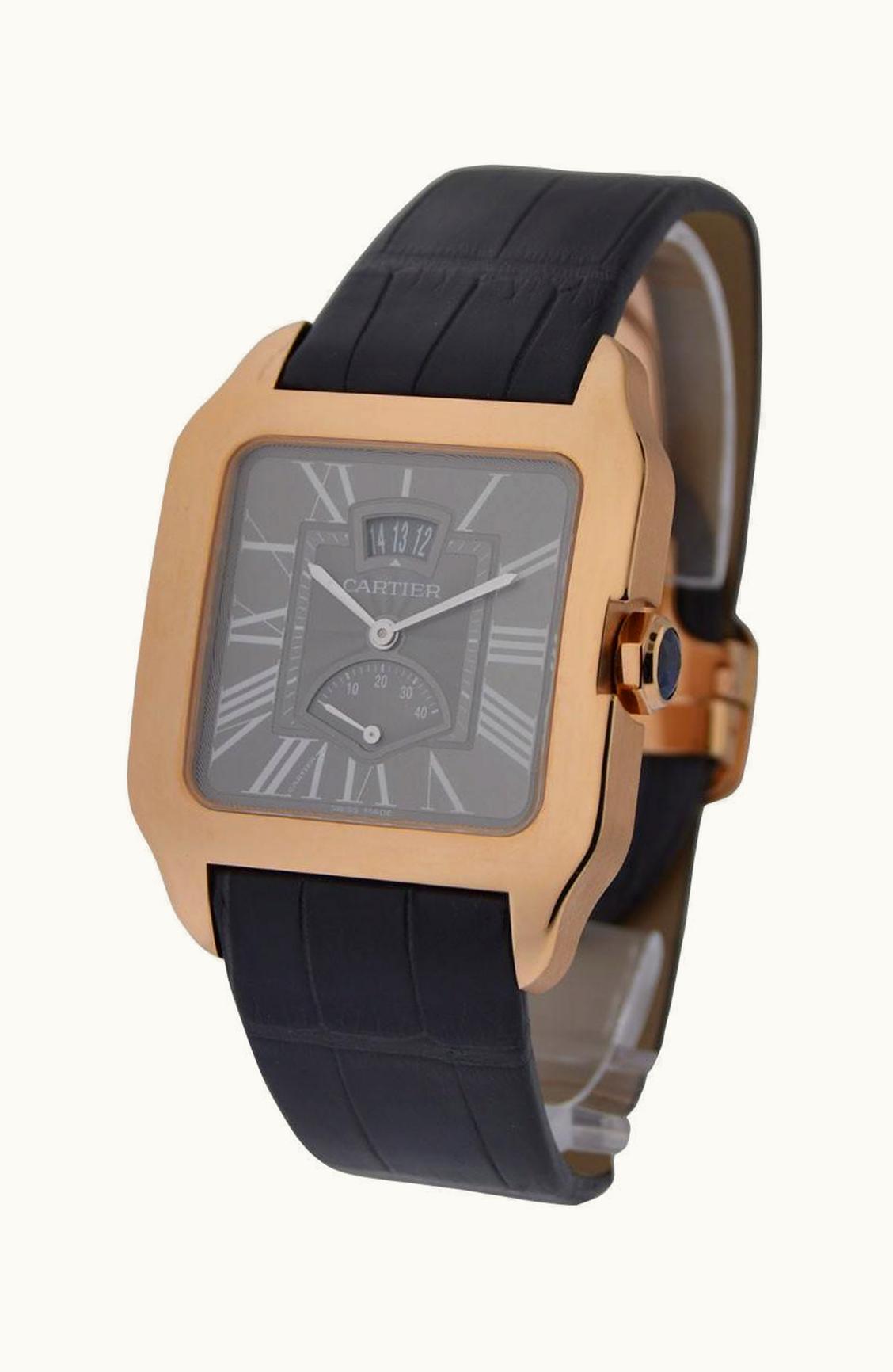 Cartier Santos Dumont 38 Date / Power Reserve Pink Gold / Grey