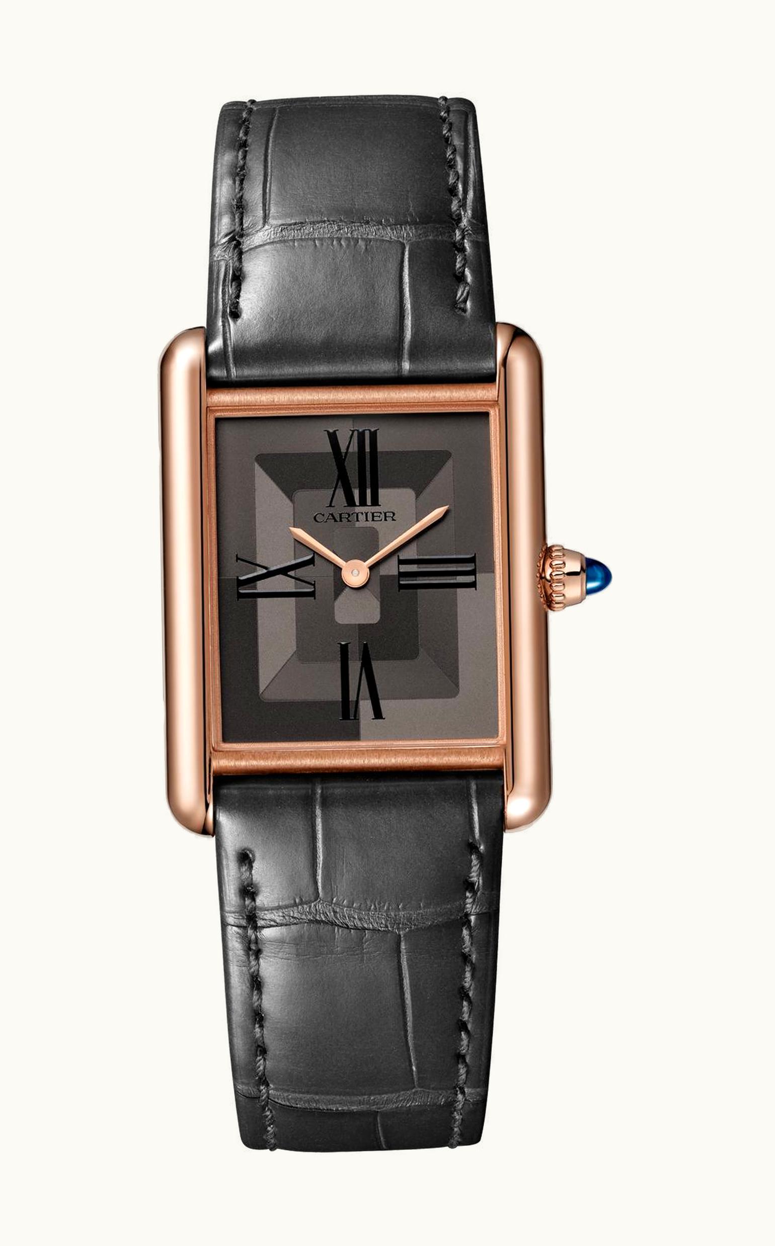 Cartier Tank Louis Cartier Large Manual Rose Gold / Grey Graphical