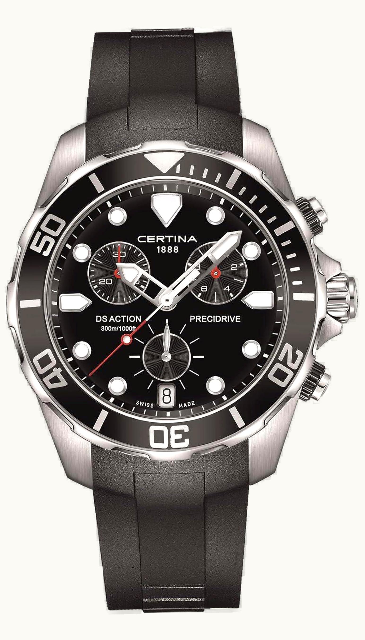 Certina DS Action Chronograph Precidrive Black / Rubber