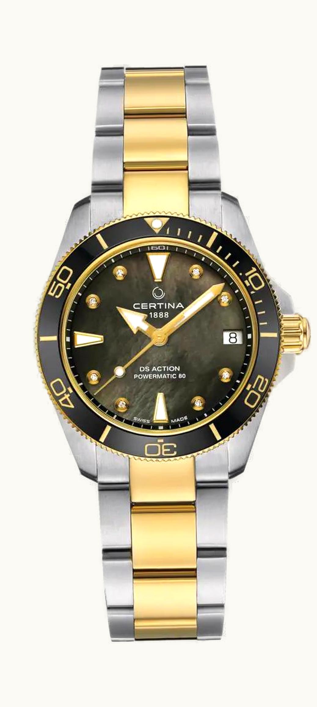Certina DS Action Lady 34.5 Stainless Steel - Yellow Gold / Black MOP